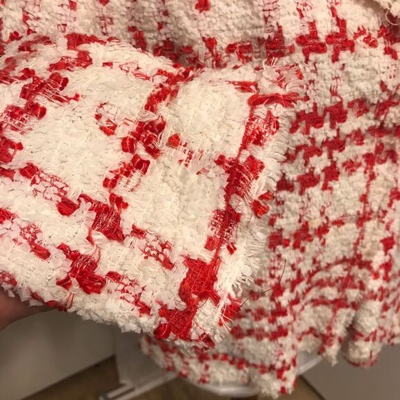 ESCADA Vintage Bouclé Cropped Red and White Bell Sleeve Blazer L/42 - Picture 5 of 13